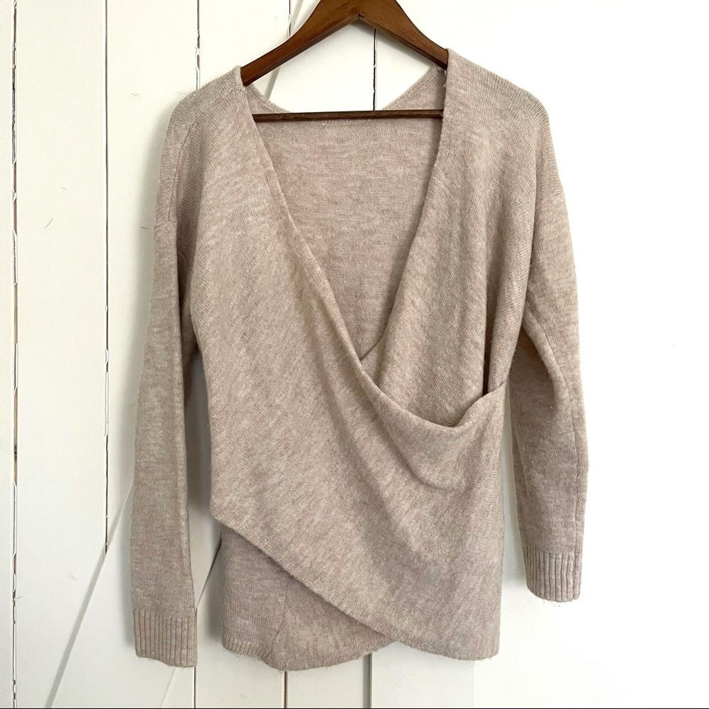 PURE Collection US cross wrap tan sweater XS